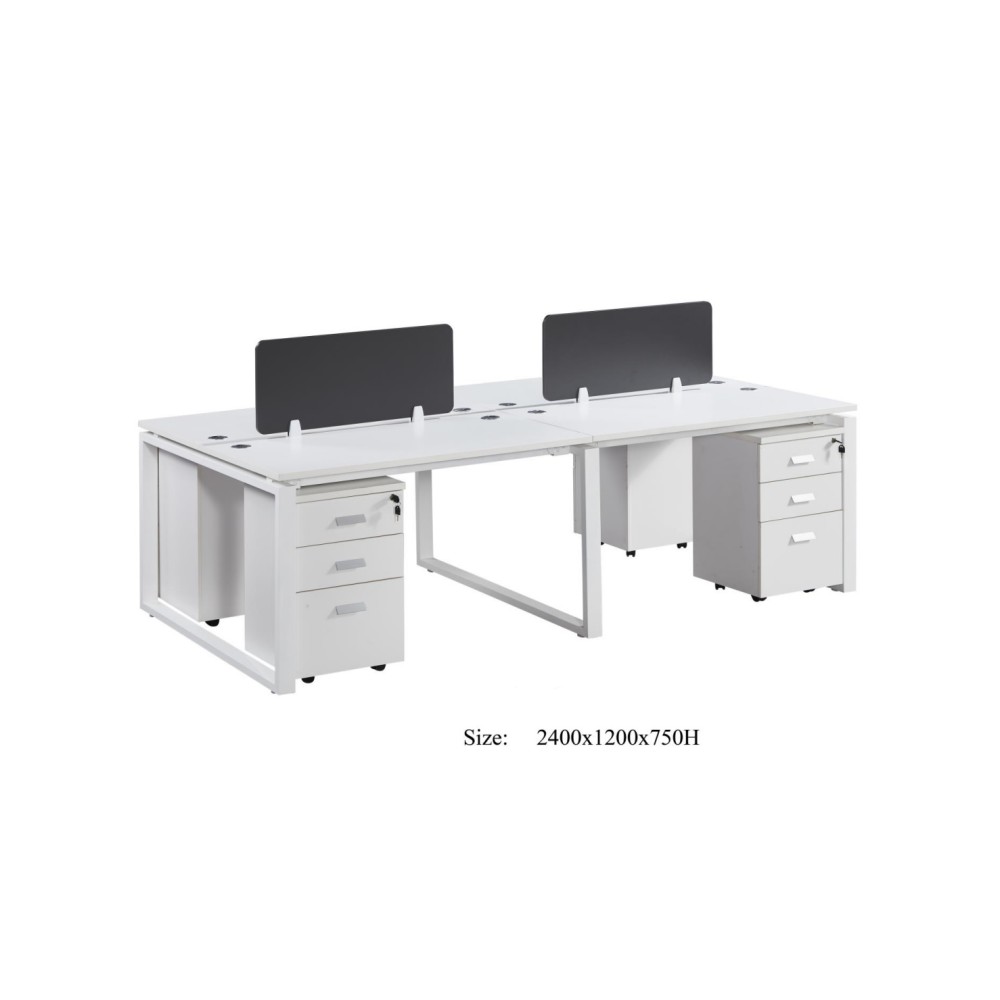 4 Person Workstation with Close Metal Legs - AOF-AGTWM-4	