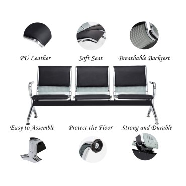 3 Seater Waiting Area Bench - AOF-AGT222-3PBENCH